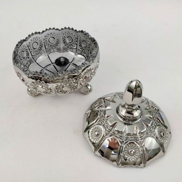 Potiche Prateado Versailles Cristal 14x12cm Prata Bomboniere - 3
