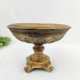 Centro De Mesa Decorativo Bege Envelhecido 20x26cm Fruteira - 2