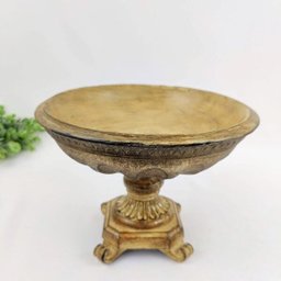 Centro De Mesa Decorativo Bege Envelhecido 20x26cm Fruteira - 3
