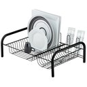 Ver imagem 1 de Escorredor de Louça Preto 14 Pratos Quadrados 05 Copos Espaço Lateral para Talheres