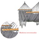 Ver imagem 2 de Rede De Dormir Descanso Cinza Mesclado Com madeira