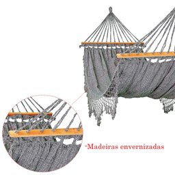 Rede De Dormir Descanso Cinza Mesclado Com madeira - 2