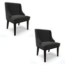 Ver imagem 1 de Kit 2 Cadeiras Estofadas Para Sala De Jantar Base Fixa De Madeira Preto Lia Veludo Preto - Ibiza