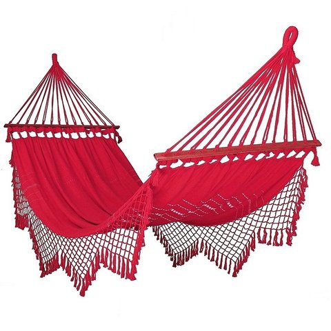 Rede De Dormir Descanso Vermelha Com madeira