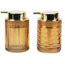 Ver imagem 1 de Kit 2 Porta Sabonete Líquido Vidro Relevo Âmbar Gold 260ml