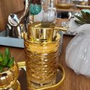 Ver imagem 4 de Kit 2 Porta Sabonete Líquido Vidro Relevo Âmbar Gold 260ml