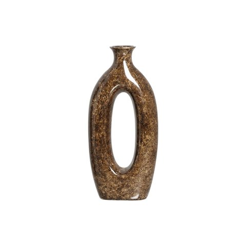 Vaso Decorativo de Mesa Marrom Decoração de Sala Taj Petra 41x19x8 cm