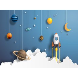 Papel De Parede Infantil Planetas Foguete Lua Azs163 - 3