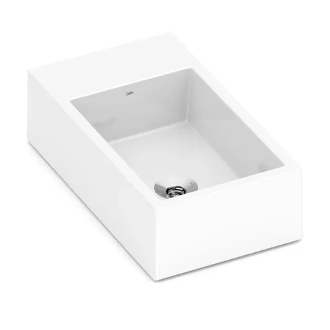 Cuba de Apoio Retangular com Mesa Cerâmica 44x25cm Basic Curve 1 Celite Branco