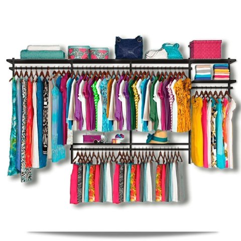 Roupeiro Aramado Quarto Pequeno Closet Feminino Solteiro 3,40m - Preto