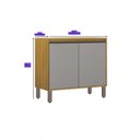Ver imagem 3 de Balcão Cozinha Dracena 2 Portas MDF 80cm Cinamomo e Cinza