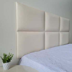 Cabeceira Estofada Modulada Casal Padrão Facto Branco