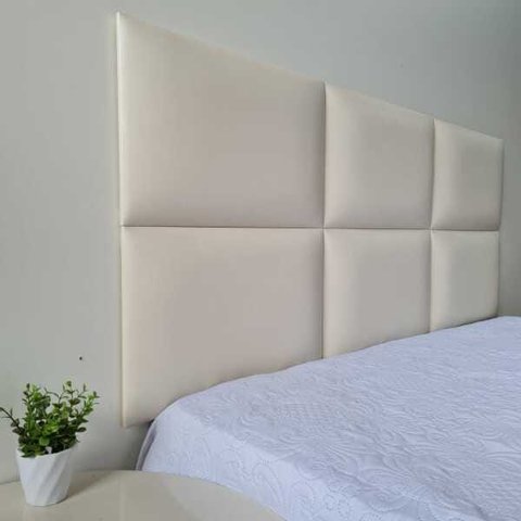 Cabeceira Estofada Modulada Casal Padrão Facto Branco