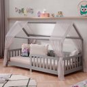 Ver imagem 1 de Cama Infantil Montessoriana Casa Madeira com Estrado Nina Cinza