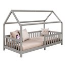 Ver imagem 4 de Cama Infantil Montessoriana Casa Madeira com Estrado Nina Cinza