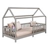 Cama Infantil Montessoriana Casa Madeira com Estrado Nina Cinza - 4