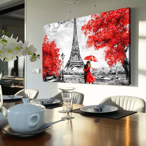 Quadro Decorativo Sala Quarto Paris Preto Grande 60x90 Elegante
