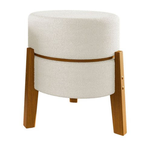 Puff Mesa Porta Copos Banqueta Decoração Moderno Bege