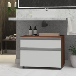 Gabinete de Banheiro Safira 60cm Mdf Rodízio Inferior com Trava - 1