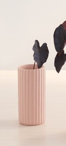CACHEPOT EM CIMENTO CANELADO ROSA GRANDE - 2