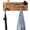 Ver imagem 1 de Painel Organizador Pegboard de Madeira e Mdf com Prateleira Auxiliar e Ganchos Cabideiro