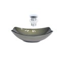 Ver imagem 1 de Cuba De Vidro Oval Chanfrada 46Cm Ouro Envelhecido Valvula