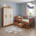 Ver imagem 3 de Kit Quarto Infantil Cama Luna Plus Nature + Colchão + Guarda-Roupa Paris Cedro Off White