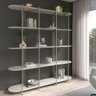 Estante de Livros 5 Prateleiras Aço com Mdf Enya 180 Cm - Off White Fosco C/ Champanhe - 1