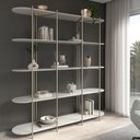 Ver imagem 1 de Estante de Livros 5 Prateleiras Aço com MDF Enya 180 cm - Off White Fosco c/ Champanhe