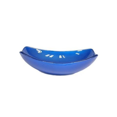 Cuba De Vidro Oval Chanfrada 51Cm Azul Escuro