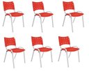 Ver imagem 2 de Conjunto 6 Cadeiras Ecomhome ISO Vermelhas para Escritório Consultório Coworking Base Branca