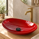 Ver imagem 7 de Cuba de Apoio para Banheiro e Lavabo Formato Canoa 43x28cm Vermelha Borda Vidro 10mm para Bancada