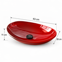 Ver imagem 3 de Cuba de Apoio para Banheiro e Lavabo Formato Canoa 43x28cm Vermelha Borda Vidro 10mm para Bancada