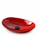 Ver imagem 1 de Cuba de Apoio para Banheiro e Lavabo Formato Canoa 43x28cm Vermelha Borda Vidro 10mm para Bancada