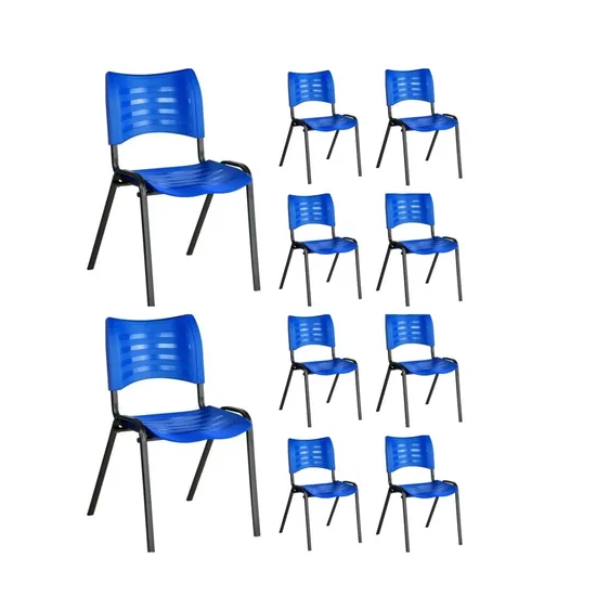Kit 10 Cadeiras Plásticas 04 pés Azul - 2022