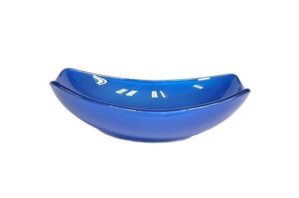 Cuba de Vidro Oval Chanfrada 46cm Azul Escuro - 1