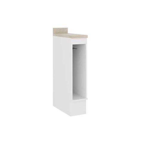 Gabinete de Cozinha Modulado Balcão com Tampo Bella 2612 com Porta Toalha 20cm Branco