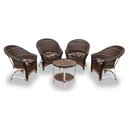 Ver imagem 1 de Conjunto de Poltronas Fibra Sintética Alumínio Berlim - 4 Poltronas + 1 Mesa Centro - Tecido Maui Pr