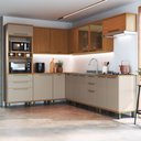 Ver imagem 4 de Cozinha Completa Munique 14 Portas 6 Gavetas com Vidro Freijó/camurça - Indékes