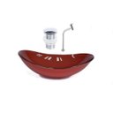 Ver imagem 1 de Cuba De Vidro Oval 47Cm Vermelho Cereja + Válvula + Torneira