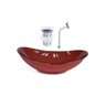 Cuba De Vidro Oval 47Cm Vermelho Cereja + Válvula + Torneira - 1