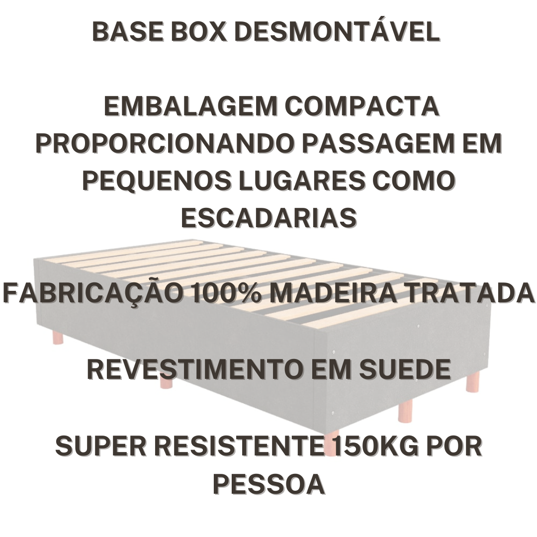 Base Cama Casal Box 1,40 Desmontada em Suede Fácil de Montar - Embalagem Compacta - 2