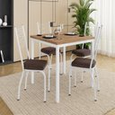 Ver imagem 1 de Conjunto Sala de Jantar Mesa Quadrada 90cm Tampo BP com 4 Cadeiras Adriana Branco/Madeira Imbuia/Demolição