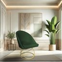 Ver imagem 2 de Kit 02 Cadeiras Poltrona de Jantar Bela Suede Verde Base Metálica Luxo Dourado - Pallazio