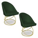 Ver imagem 1 de Kit 02 Cadeiras Poltrona de Jantar Bela Suede Verde Base Metálica Luxo Dourado - Pallazio