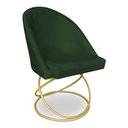 Ver imagem 3 de Kit 02 Cadeiras Poltrona de Jantar Bela Suede Verde Base Metálica Luxo Dourado - Pallazio