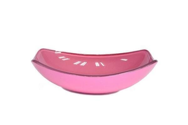 Cuba De Vidro Oval Chanfrada 46Cm Rosa - 1