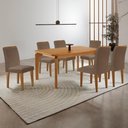 Ver imagem 1 de Conjunto Mesa de Jantar 180cm com 6 Cadeiras Estofadas Multimóveis Crrft-CON051 Madeirado/