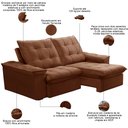 Ver imagem 3 de Sofá Retrátil Reclinável para Sala 3 Lugares 210cm Nijma F04 Veludo Terracota - Lyam Decor
