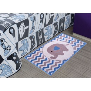 Tapete Infantil 0,57x1,00 Funny Elefante Azul